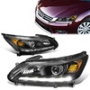 13-15 Honda Accord Sedan LED DRL Projector Headlights - Black Housing Amber Corner