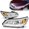 13-15 Honda Accord Sedan LED DRL Projector Headlights - Chrome Housing Amber Corner
