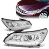 13-15 Honda Accord Sedan LED DRL Projector Headlights - Chrome Housing Clear Corner