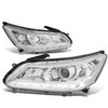 13-15 Honda Accord Sedan LED DRL Projector Headlights - Chrome Housing Clear Corner