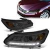 13-15 Honda Accord Sedan LED DRL Projector Headlights - Smoked Housing Amber Corner
