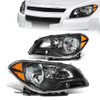 08-12 Chevy Malibu Headlights - Black Housing Amber Corner