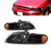 96-00 Dodge Grand Caravan Chrysler Town & Country Voyager Headlights - Black Housing Amber Corner