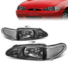 97-02 Ford Escort Sedan Headlights - Black Housing Clear Corner