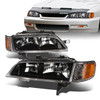 94-97 Honda Accord Headlights - Black Housing Amber Corner