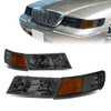 98-02 Mercury Grand Marquis Headlights - Smoked Housing Amber Corner