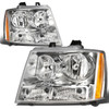 07-14 Chevy Tahoe Avalanche Suburban 1500 2500 Headlights - Chrome Housing Amber Corner