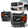 14-18 GMC Sierra 1500 2500 3500 HD Projector Headlights - Black Housing Amber Corner