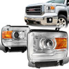 14-18 GMC Sierra 1500 2500 3500 HD Projector Headlights - Chrome Housing Amber Corner