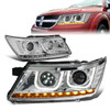 09-17 Dodge Journey LED DRL+Turn Signal Projector Headlights - Chrome Housing Clear Corner