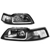 99-04 Ford Mustang GT LED DRL Headlights - Black Housing Clear Corner