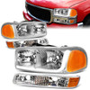 99-07 GMC Sierra 1500 2500 3500 Sierra C3 Yukon LED DRL Headlights+Bumper Lamp - Chrome