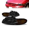 96-00 Dodge Grand Caravan Chrysler Town & Country Voyager Headlights - Smoked Housing Amber Corner