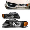 96-99 Dodge Grand Caravan Chrysler Town & Country Voyager Headlights - Black Housing Amber Corner