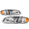 98-99 Mazda 626 Headlights - Chrome Housing Amber Corner
