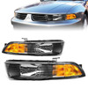 99-03 Mitsubishi Galant Headlights - Black Housing Amber Corner