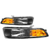 99-03 Mitsubishi Galant Headlights - Black Housing Amber Corner