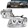04-08 Ford F150 Lincoln Mark LT LED DRL Projector Headlights - Chrome Housing Clear Corner
