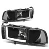 94-02 Dodge Ram 1500 2500 3500 LED DRL Headlights - Black Housing Clear Corner