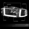 94-02 Dodge Ram 1500 2500 3500 LED DRL Headlights - Black Housing Clear Corner