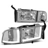94-02 Dodge Ram 1500 2500 3500 LED DRL Headlights - Chrome Housing Clear Corner