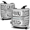 14-15 Chevy Silverado 1500 LED DRL Projector Headlights - Chrome Housing Clear Corner