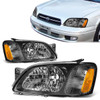 00-04 Subaru Legacy L/Brighton 03-06 Baja Headlights - Black Housing Amber Corner