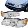 93-97 Toyota Corolla Headlights - Chrome Housing Amber Corner