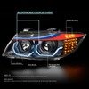 06-08 BMW E90 323i 325xi 325i 328i 328xi 330i LED U-Halo Projector Headlights - M-Style