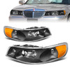 98-02 Lincoln Town Car Headlights - Black Housing Amber Corner