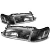 93-97 Toyota Corolla Headlights - Black Housing Clear Corner