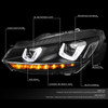 10-14 Volkswagen Golf GTI LED DRL+Sequential Turn Signal Projector Headlights - Black