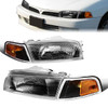 97-01 Mitsubishi Mirage Sedan Headlights - Black Housing Amber Corner