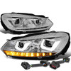 10-14 Volkswagen Golf GTI LED DRL+Sequential Turn Signal Projector Headlights - Chrome