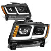 11-13 Jeep Grand Cherokee LED DRL+Turn Signal Projector Headlights - Black