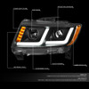 11-13 Jeep Grand Cherokee LED DRL+Turn Signal Projector Headlights - Black