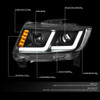 11-13 Jeep Grand Cherokee LED DRL+Turn Signal Projector Headlights - Black