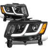 14-16 Jeep Grand Cherokee LED DRL Projector Headlights - Black Housing Amber Corner