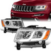 14-16 Jeep Grand Cherokee LED DRL Projector Headlights - Chrome Housing Amber Corner