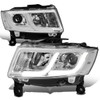 14-16 Jeep Grand Cherokee LED DRL Projector Headlights - Chrome Housing Clear Corner
