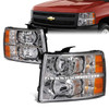 07-14 Chevy Silverado 1500 2500 3500 HD LED DRL Headlights - Chrome Housing Amber Corner