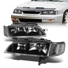 94-97 Honda Accord Headlights - Black Housing Clear Corner