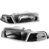 97-01 Mitsubishi Mirage Sedan Headlights - Black Housing Clear Corner
