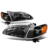 98-00 Toyota Corolla Headlights - Black Housing Amber Corner