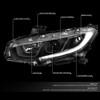 16-18 Honda Civic LED DRL Projector Headlights - Black Housing Clear Corner