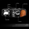 99-07 GMC Sierra 1500 2500 3500 HD Yukon XL Headlights - Black Housing Amber Corner