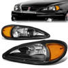 99-05 Pontiac Grand Am Headlights - Black Housing Amber Corner
