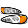 99-05 Pontiac Grand Am LED DRL Headlights - Chrome Housing Amber Corner