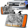 07-14 Chevy Tahoe Suburban LED DRL+Turn Signal Headlights - Chrome Housing Amber Corner