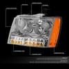 07-14 Chevy Tahoe Suburban LED DRL+Turn Signal Headlights - Chrome Housing Amber Corner